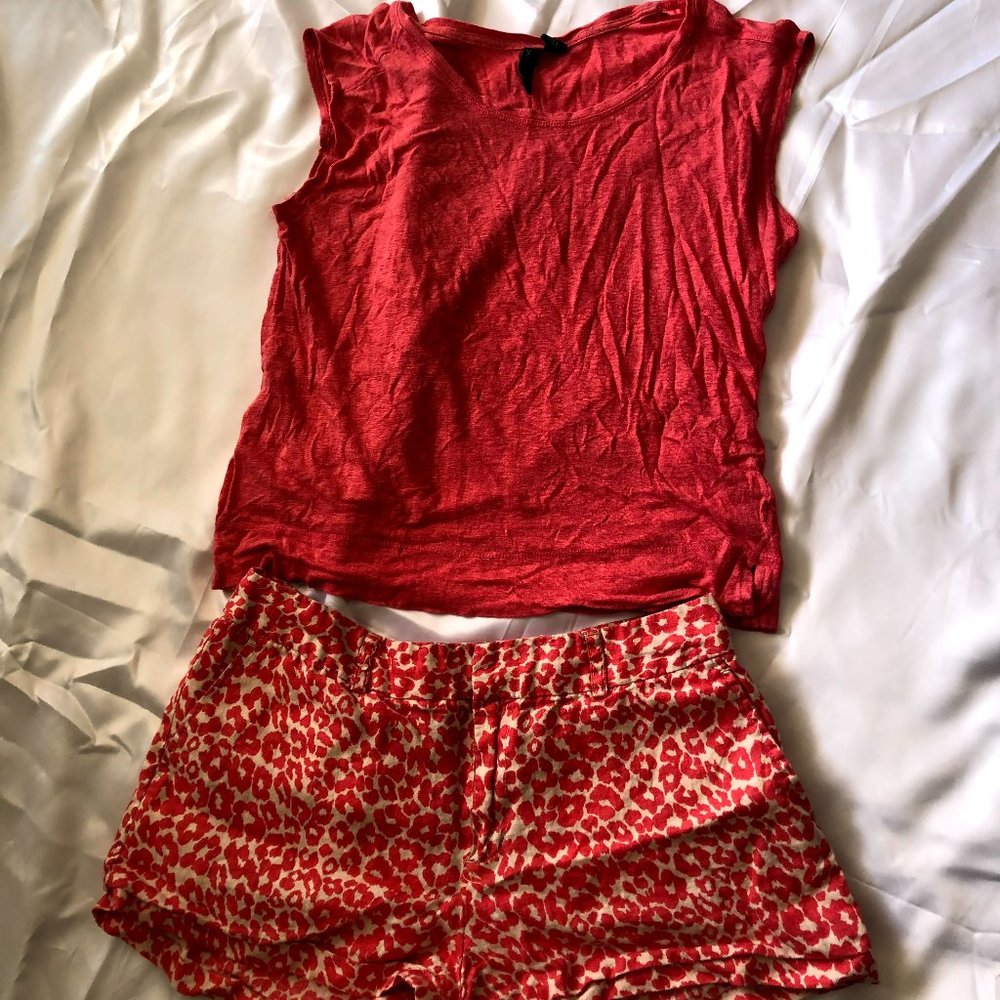 Cynthia Rowley pink/white short set
